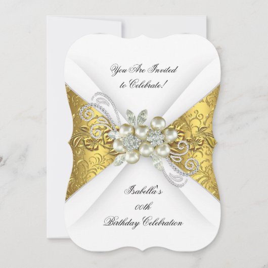 Elegant Pearl Yellow White Diamond Birthday Kaart (Voorkant)