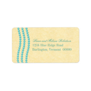 Elegant Pearls Adresetiketten, Aqua Etiket