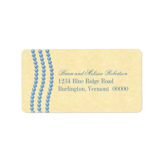Elegant Pearls Adresetiketten, blauw Etiket (Voorkant)