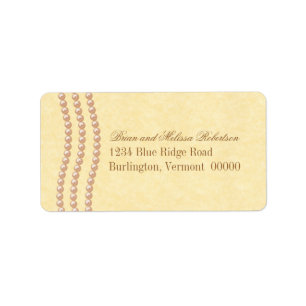Elegant Pearls Adresetiketten, Champagne Etiket