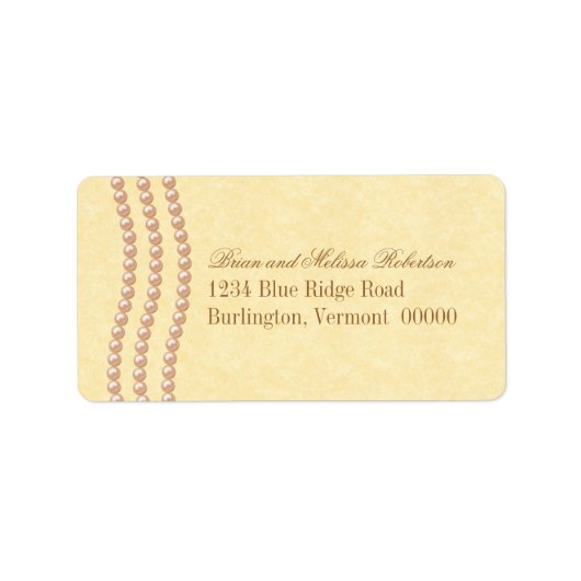Elegant Pearls Adresetiketten, Champagne Etiket (Voorkant)