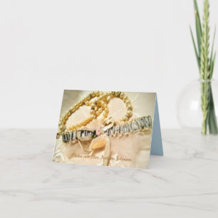 Elegant Pearls and Lace Thégégant Bedankkaart