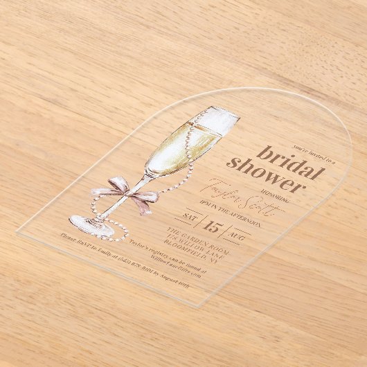 Elegant Pearls and Prosecco Arch Acryl Uitnodigingen (Laagn)