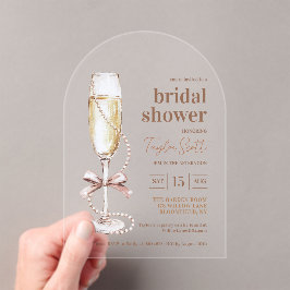 Elegant Pearls and Prosecco Arch Acryl Uitnodigingen