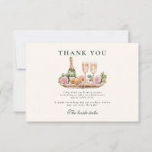 Elegant Pearls and Prosecco Bridal Shower Bedankkaart (Voorkant)