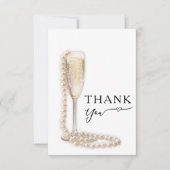 Elegant Pearls and Prosecco Bridal Shower Bedankkaart (Voorkant)
