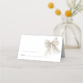 Elegant Pearls Bow Wedding Plaatskaartje (Voorkant)