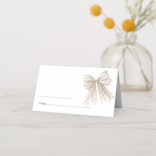 Elegant Pearls Bow Wedding Plaatskaartje (Voorkant)