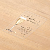 Elegant Pearls en Prosecco Script Vrijgezellenfees Acryl Uitnodigingen (Laagn)