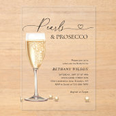 Elegant Pearls en Prosecco Script Vrijgezellenfees Acryl Uitnodigingen (Voorkant)