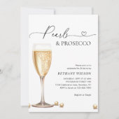 Elegant Pearls en Prosecco Script Vrijgezellenfees Kaart (Voorkant)