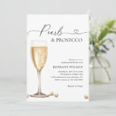 Elegant Pearls en Prosecco Script Vrijgezellenfees Kaart (Staand voorkant)