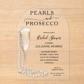 Elegant Pearls en Prosecco Vrijgezellenfeest Acryl Uitnodigingen (Voorkant)