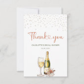 Elegant Pearls en Prosecco Vrijgezellenfeest Bedankkaart (Voorkant)