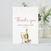 Elegant Pearls en Prosecco Vrijgezellenfeest Bedankkaart (Staand voorkant)