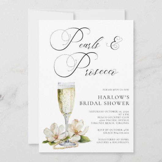 Elegant Pearls en Prosecco Vrijgezellenfeest Kaart (Voorkant)