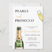 Elegant Pearls en Prosecco Vrijgezellenfeest Kaart (Voorkant)