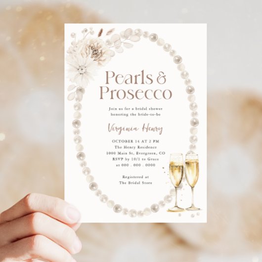 Elegant Pearls en Prosecco Vrijgezellenfeest Kaart