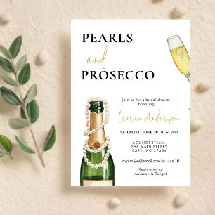 Elegant Pearls en Prosecco Vrijgezellenfeest Kaart