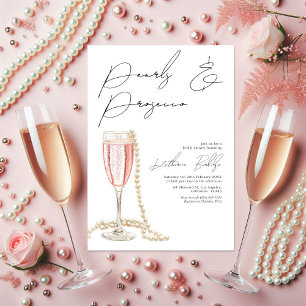 Elegant Pearls en Prosecco Vrijgezellenfeest Kaart