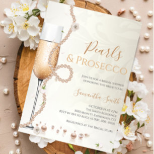 Elegant Pearls en Prosecco Vrijgezellenfeest Kaart
