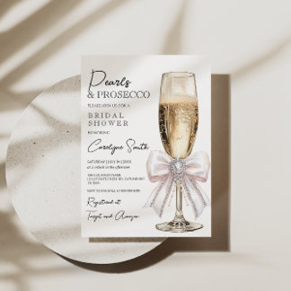 Elegant Pearls en Prosecco Vrijgezellenfeest Kaart