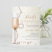 Elegant Pearls en Prosecco Vrijgezellenfeest Kaart (Staand voorkant)