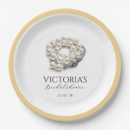 Elegant Pearls en Prosecco Vrijgezellenfeest Papieren Bordje
