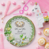 Elegant Pearls Flowers Weddenschap Papieren Bordje (Feest)