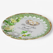 Elegant Pearls Flowers Weddenschap Papieren Bordje (Gekanteld)