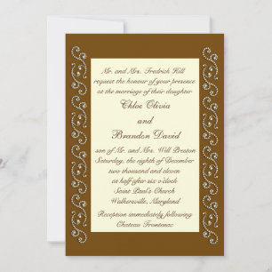 Elegant Pearls on Cream Wedding Invitation Kaart
