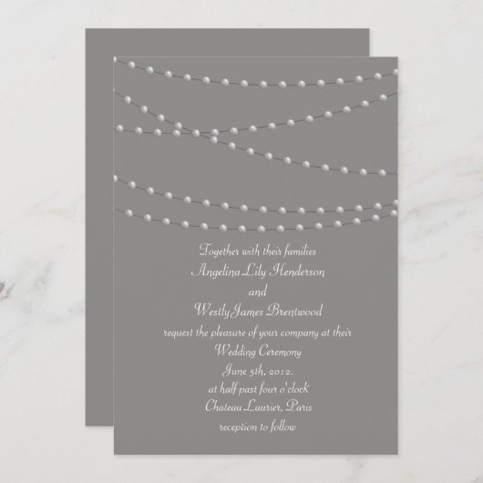 Elegant Pearls over de uitnodiging tot het indiene (Voorkant / Achterkant)