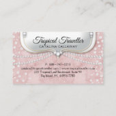 Elegant Pearls Pink Suede Makeup Jewelry Visitekaartje (Achterkant)