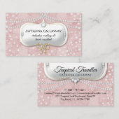 Elegant Pearls Pink Suede Makeup Jewelry Visitekaartje (Voorkant / Achterkant)