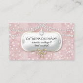 Elegant Pearls Pink Suede Makeup Jewelry Visitekaartje (Voorkant)