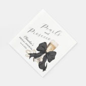 Elegant Pearls & Prosecco Black Bow Bridal Shower Servet (Hoek)
