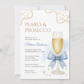 Elegant Pearls & Prosecco Bridal Shower Invitation Kaart (Voorkant)