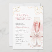 Elegant Pearls & Prosecco Bridal Shower Invitation Kaart (Voorkant)