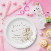 Elegant Pearls & Prosecco Bridal Shower  Papieren Bordje (Feest)