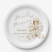 Elegant Pearls & Prosecco Bridal Shower Papieren Bordje (Voorkant)