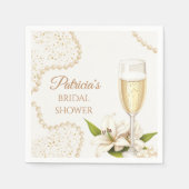 Elegant Pearls & Prosecco Bridal Shower Servet (Voorkant)