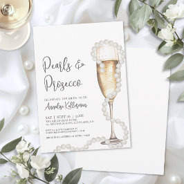 Elegant Pearls & Prosecco Champagne Bridal Shower Kaart