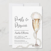 Elegant Pearls & Prosecco Champagne Bridal Shower Kaart (Voorkant)