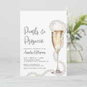 Elegant Pearls & Prosecco Champagne Bridal Shower Kaart (Staand voorkant)