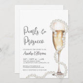 Elegant Pearls & Prosecco Champagne Bridal Shower Kaart (Voorkant / Achterkant)