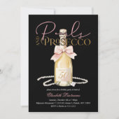 Elegant Pearls & Prosecco Pink Bow 50th Birthday Kaart (Voorkant)