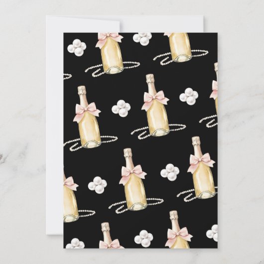 Elegant Pearls & Prosecco Pink Bow 50th Birthday Kaart (Achterkant)
