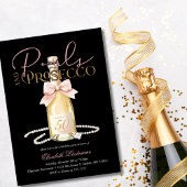Elegant Pearls & Prosecco Pink Bow 50th Birthday Kaart