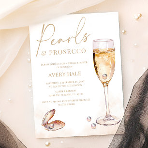 Elegant Pearls & Prosecco Seashell Vrijgezellenfee Kaart