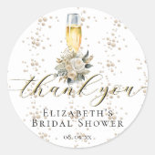 Elegant Pearls & Prosecco Vrijgezellenfeest Dank u Ronde Sticker (Voorkant)